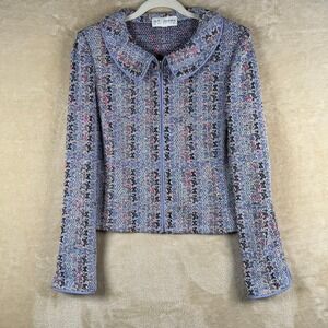 ST JOHN COLLECTION Women's Textured Knit Jacket Lavender Multi Color Size 6 READ